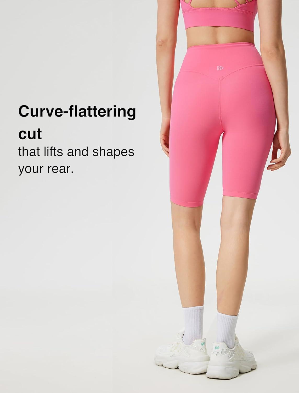 Yvette Biker Shorts for Women Tummy Control High Waist Running Workout Gym Yoga Shorts(Pink)