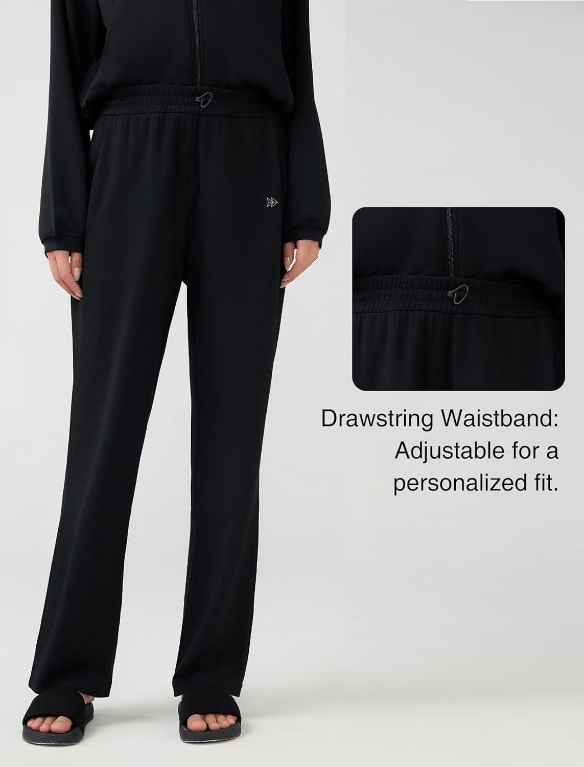 Yvette Sweatpants for Women High Waist Athletic Casual Pants with Pockets(Black)