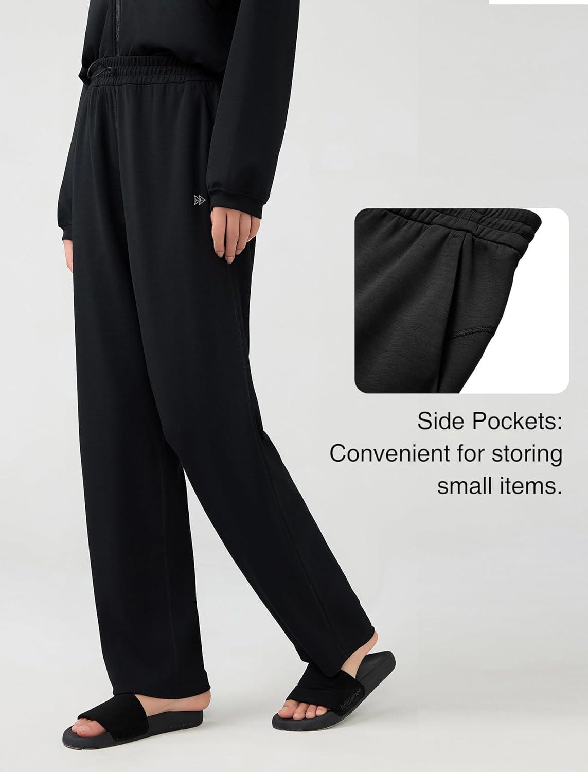 Yvette Sweatpants for Women High Waist Athletic Casual Pants with Pockets(Black)