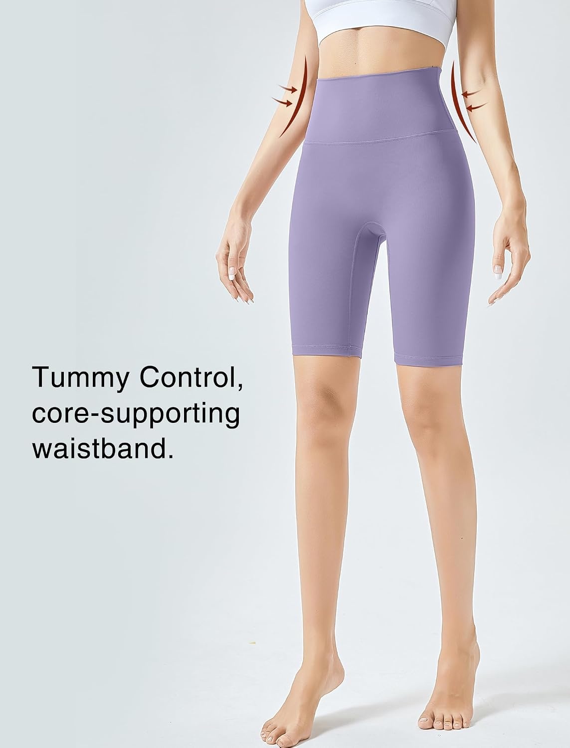 Yvette Womens Biker Shorts Tummy Control High Waist Running Workout Yoga Shorts(Purple)