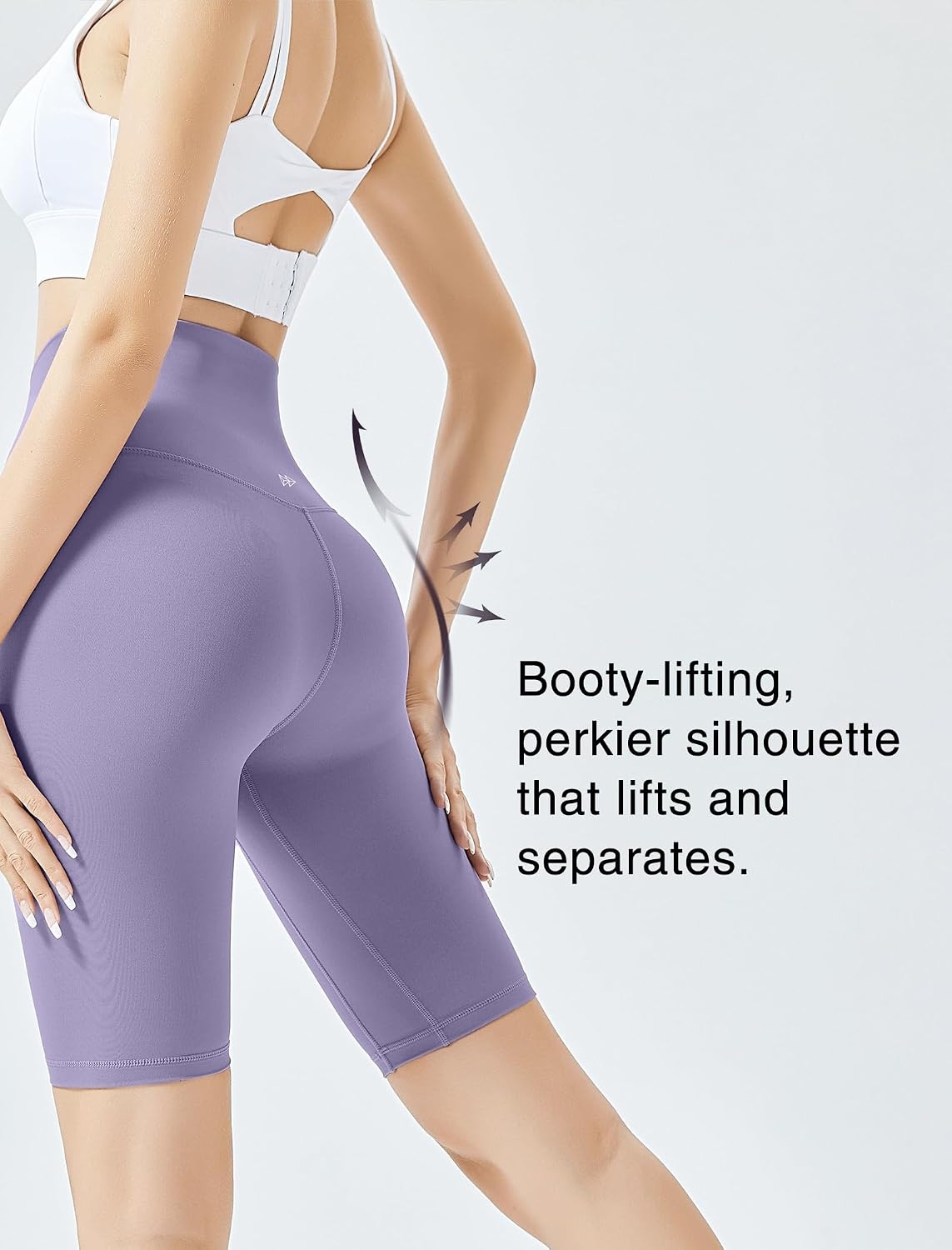 Yvette Womens Biker Shorts Tummy Control High Waist Running Workout Yoga Shorts(Purple)