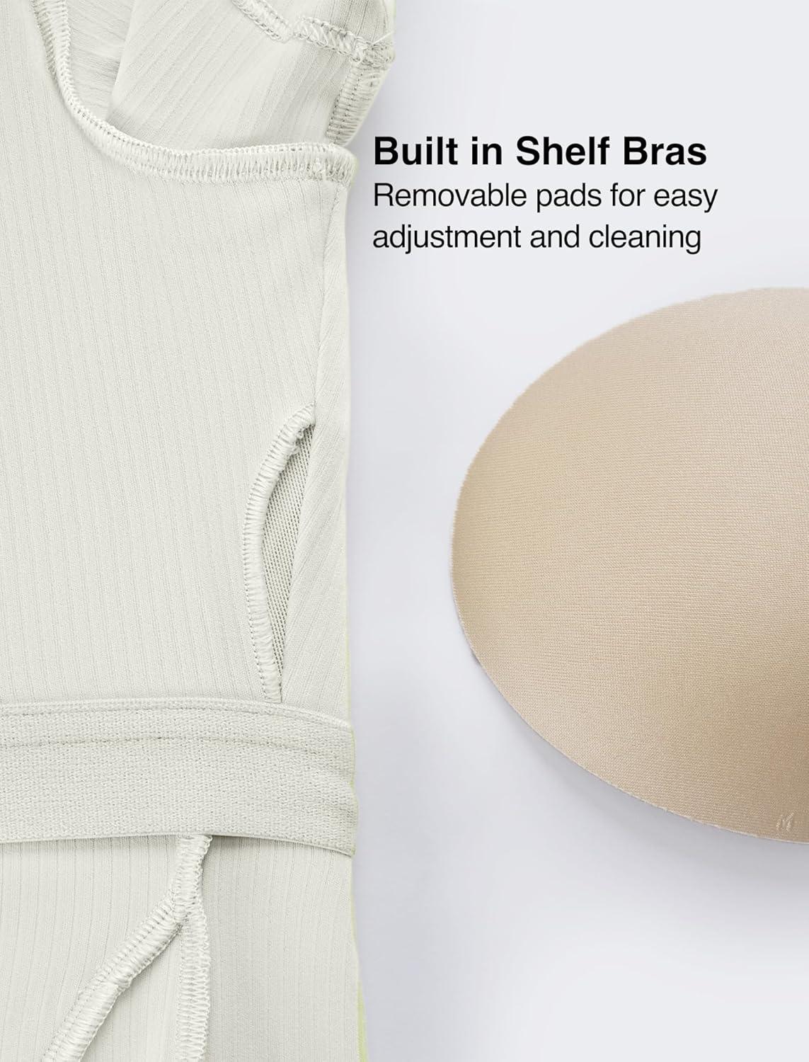 Yvette Tank Top Built in Bra for Women Slim Fitted Casual Short Sleeve Ruched Athletic Shirts for Gym Yoga Running(Off-white)