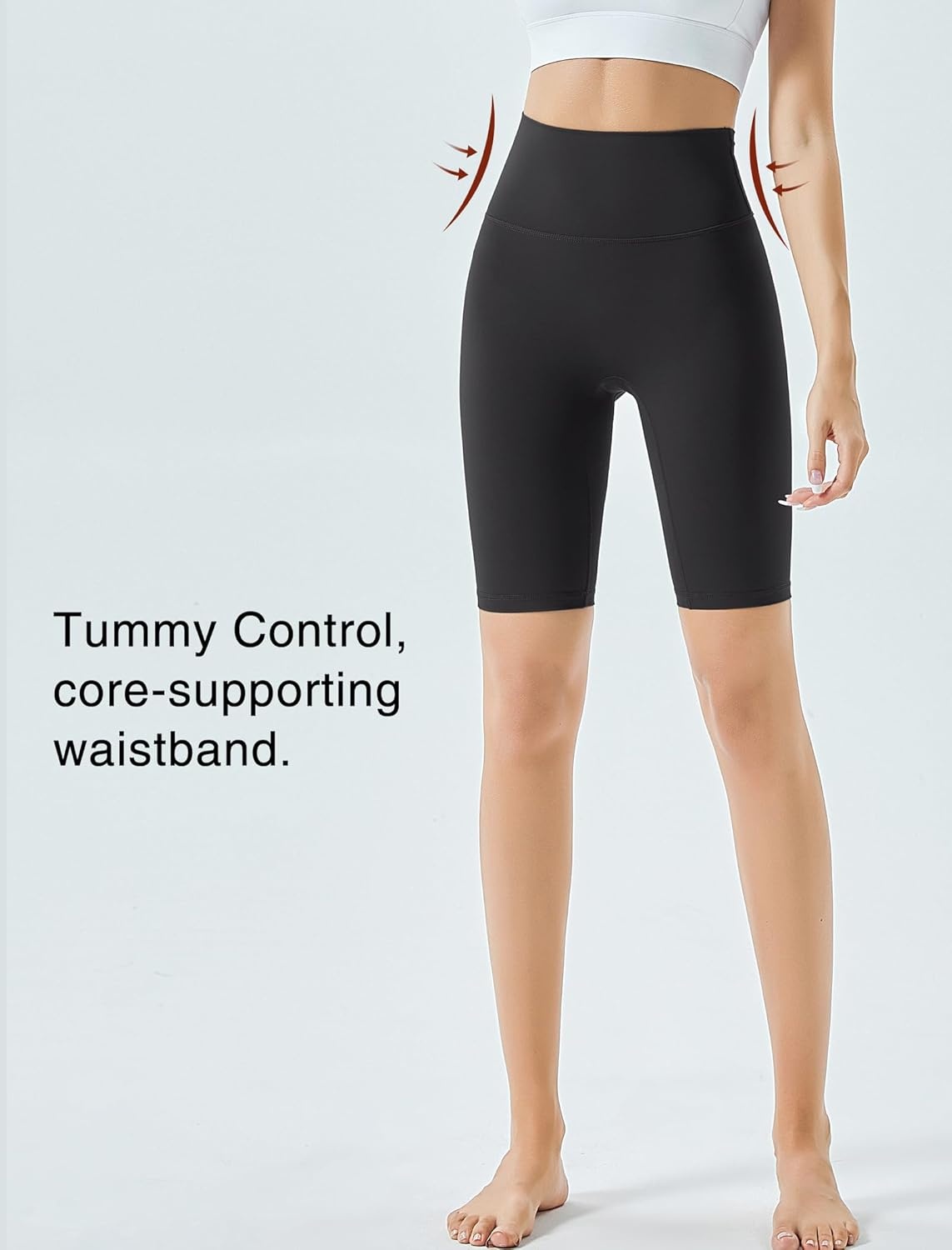Yvette Womens Biker Shorts Tummy Control High Waist Running Workout Yoga Shorts(Black)
