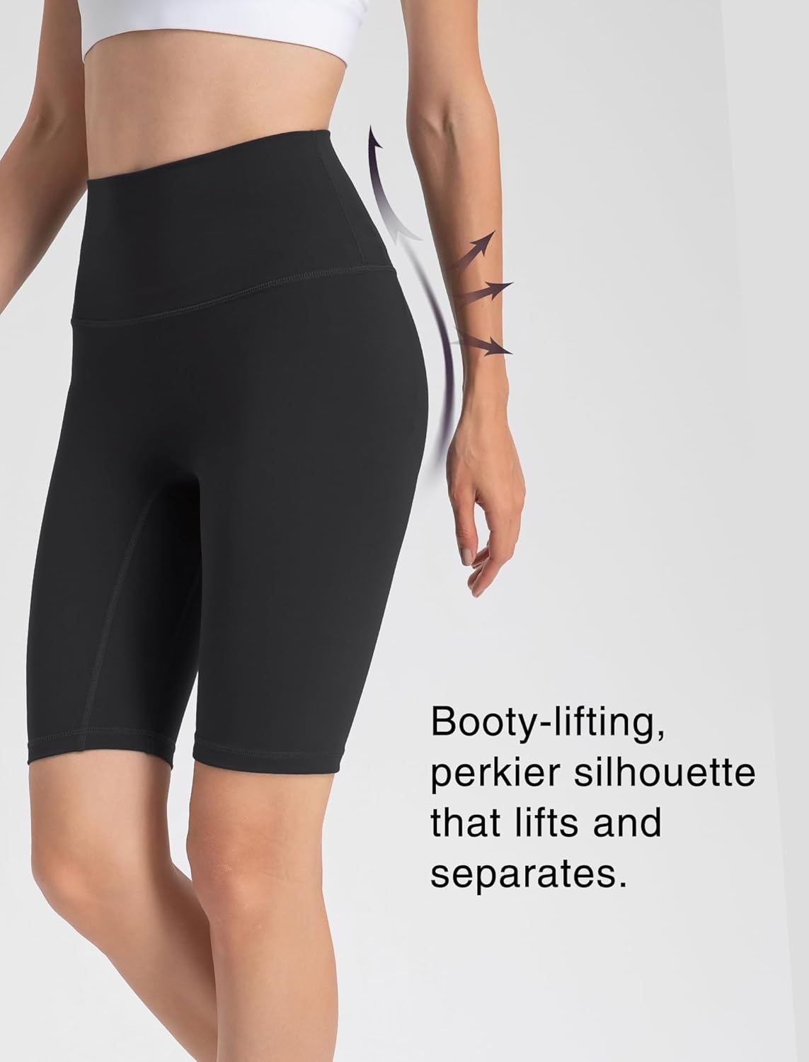 Yvette Womens Biker Shorts Tummy Control High Waist Running Workout Yoga Shorts(Black)