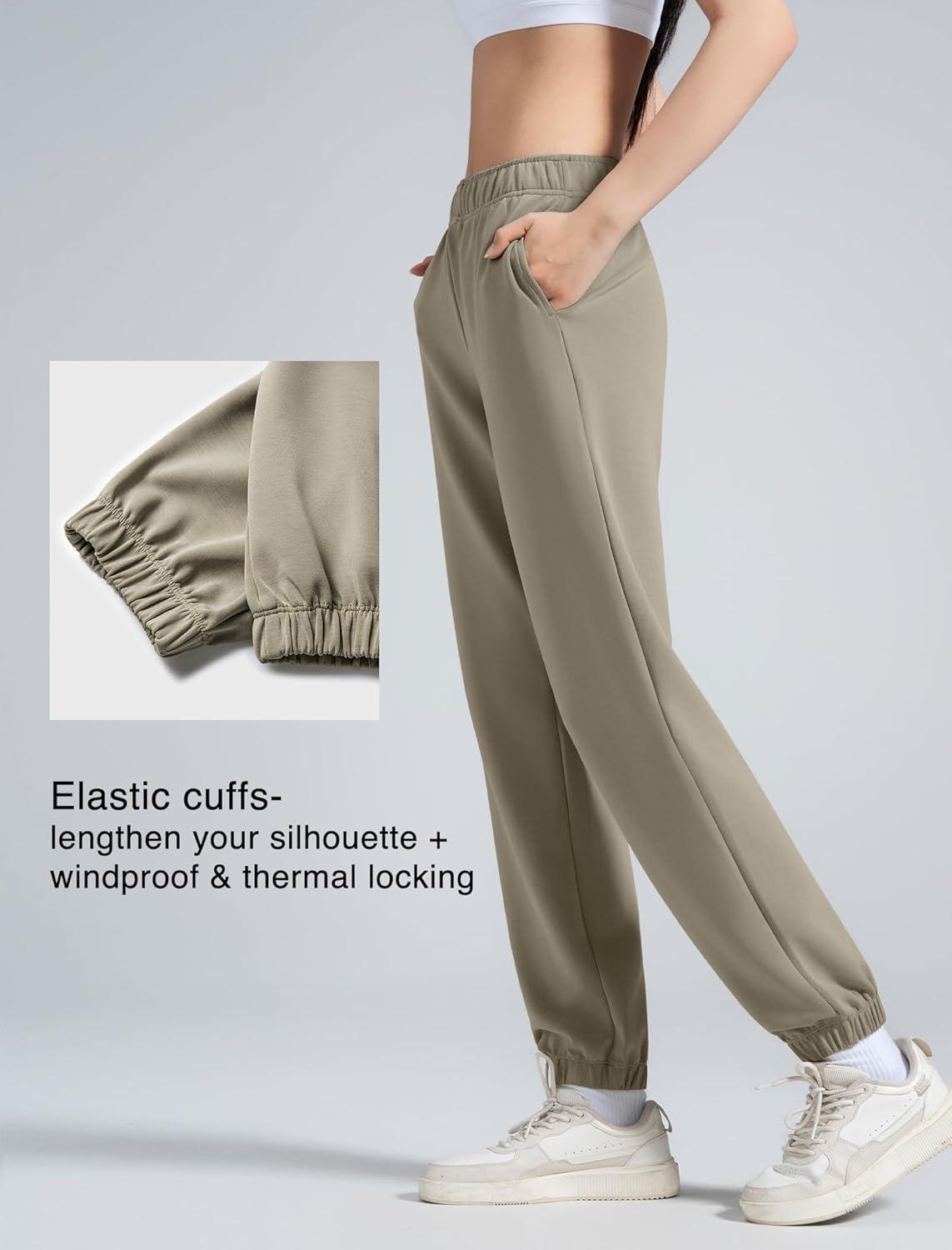 Yvette Women’s Joggers High Waisted Sweatpants Athletic Pants with Pockets(Oak)