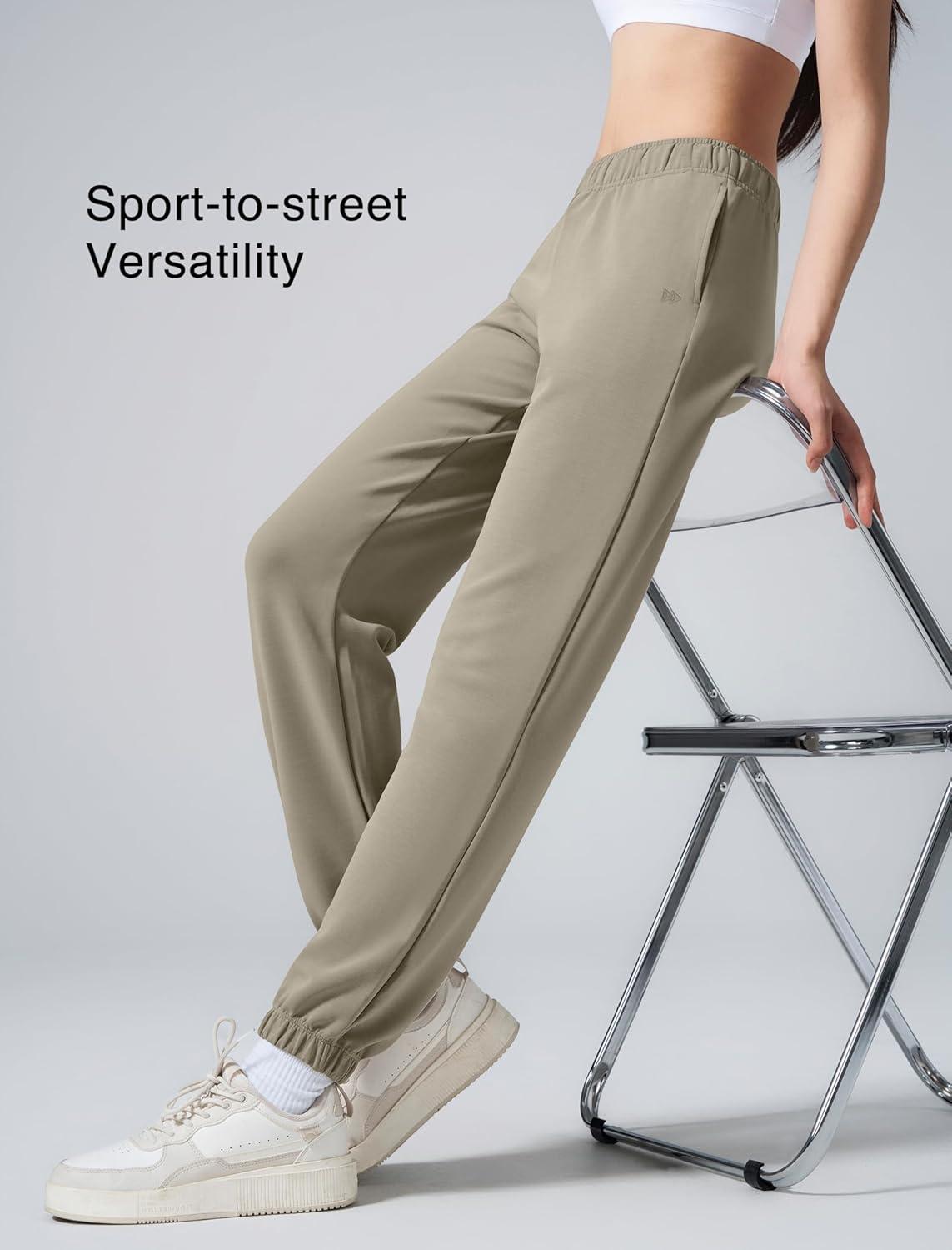 Yvette Women’s Joggers High Waisted Sweatpants Athletic Pants with Pockets(Oak)