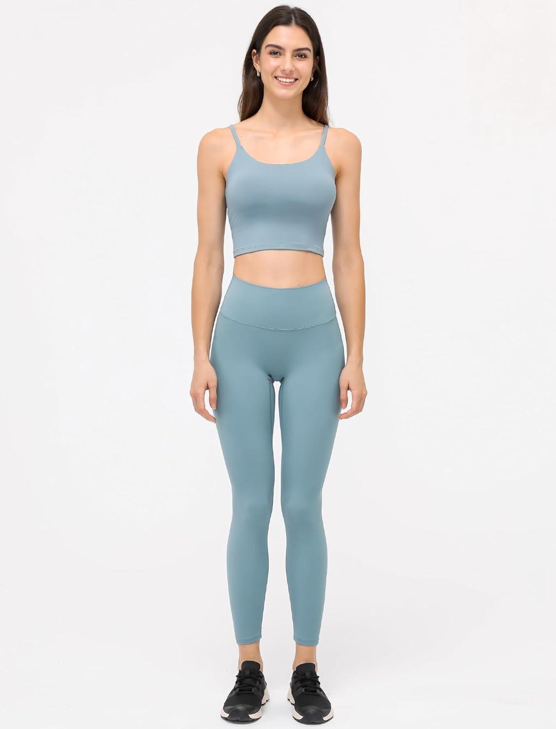 Yvette Athletic Leggings for Women High Waist Tummy Control Workout Tights(Ice Blue)