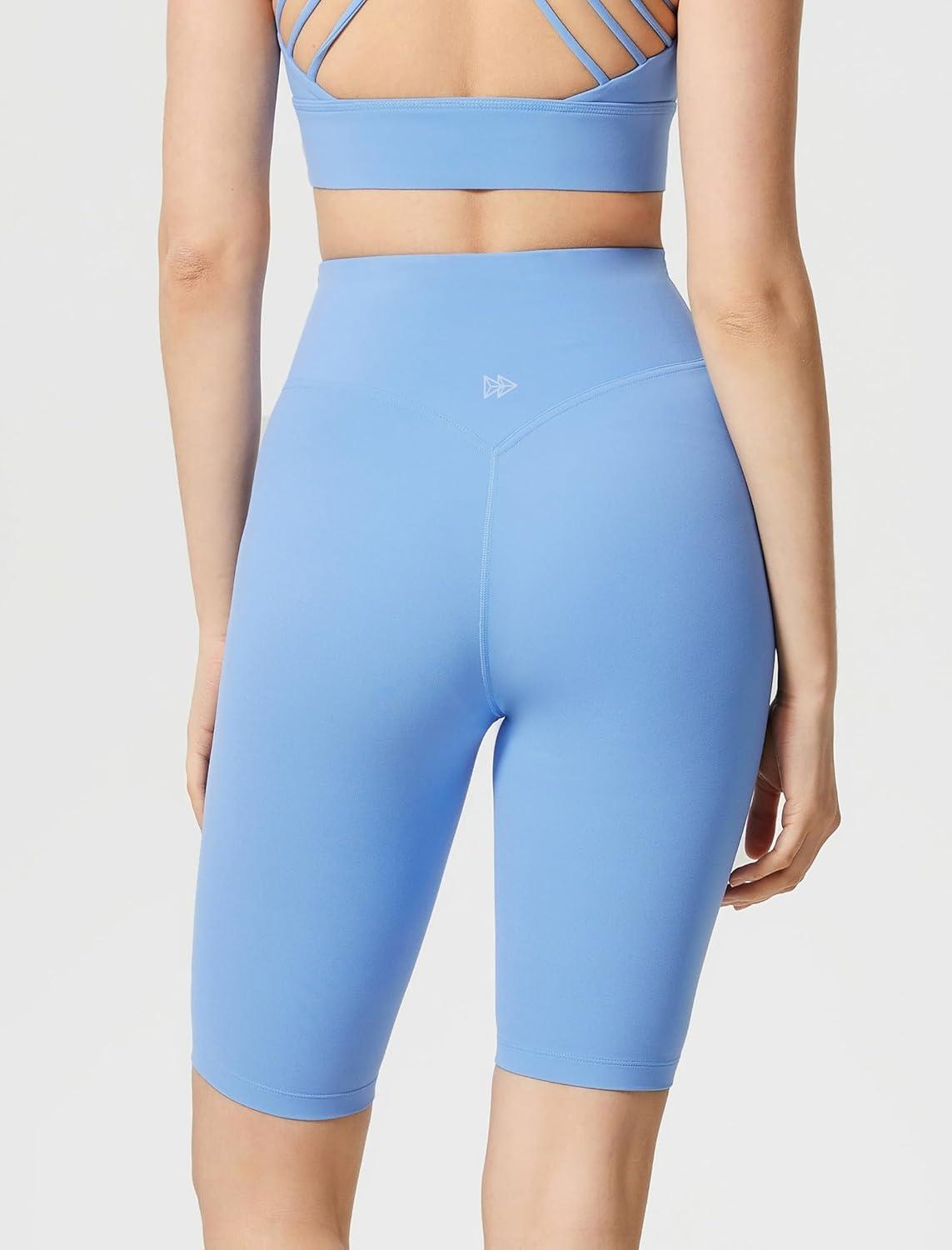Yvette Biker Shorts for Women Tummy Control High Waist Running Workout Gym Yoga Shorts(Sky Blue)