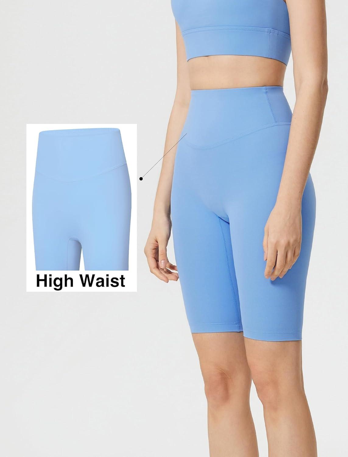 Yvette Biker Shorts for Women Tummy Control High Waist Running Workout Gym Yoga Shorts(Sky Blue)