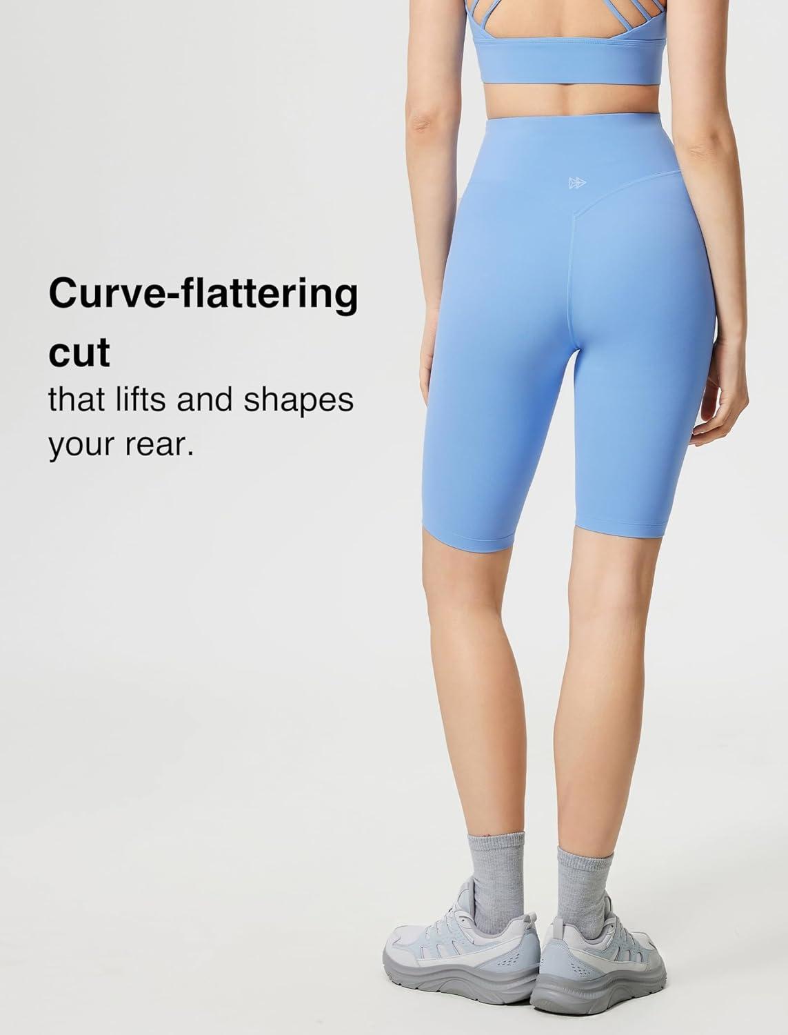 Yvette Biker Shorts for Women Tummy Control High Waist Running Workout Gym Yoga Shorts(Sky Blue)
