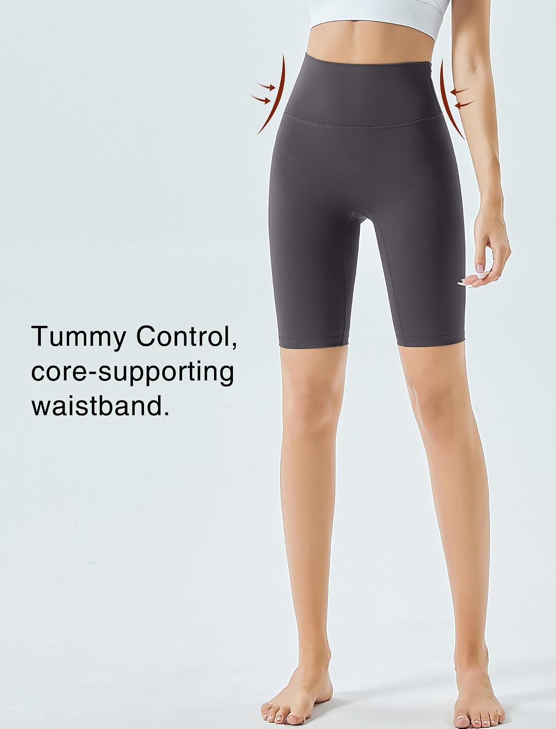 Yvette Womens Biker Shorts Tummy Control High Waist Running Workout Yoga Shorts(Dark Grey)