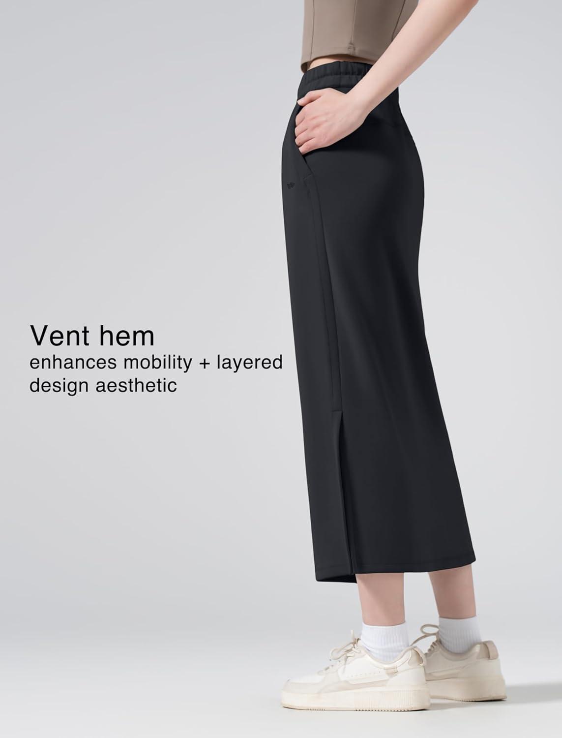 Yvette Women’s Midi Length Athletic Skirts High Waist Tennis Skirts for Women(Black)
