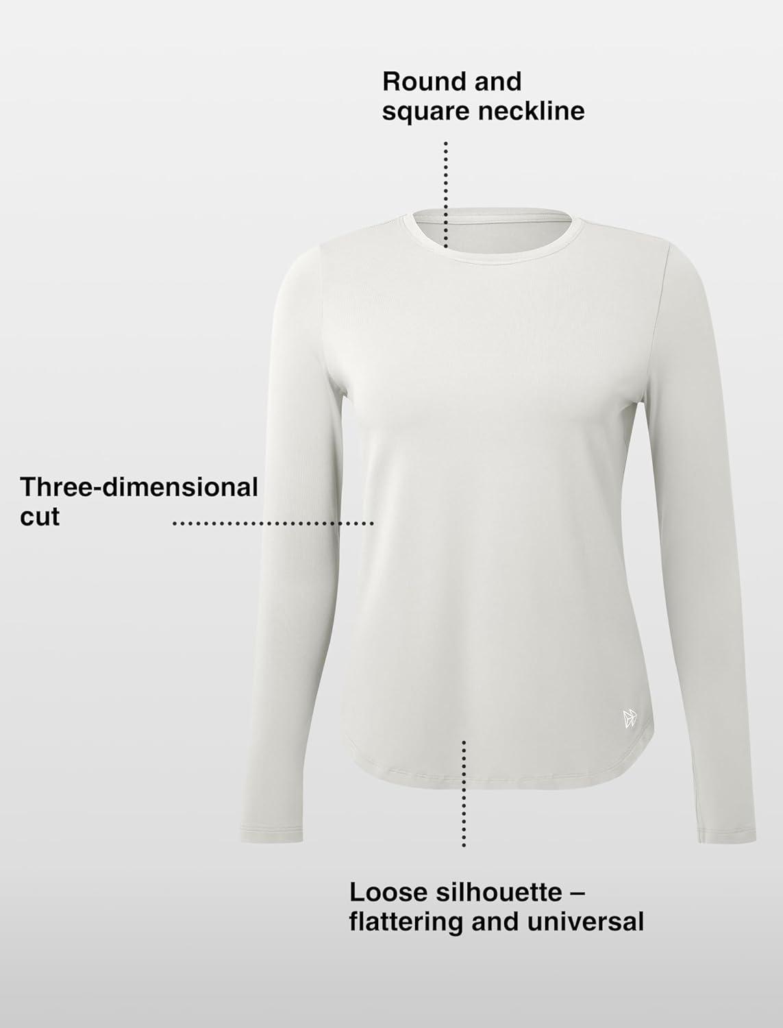 Yvette Women’s Long Sleeve Athletic T-Shirts Workout Running Basic Tee Tank Top Gym Casual Shirts(Off-white)
