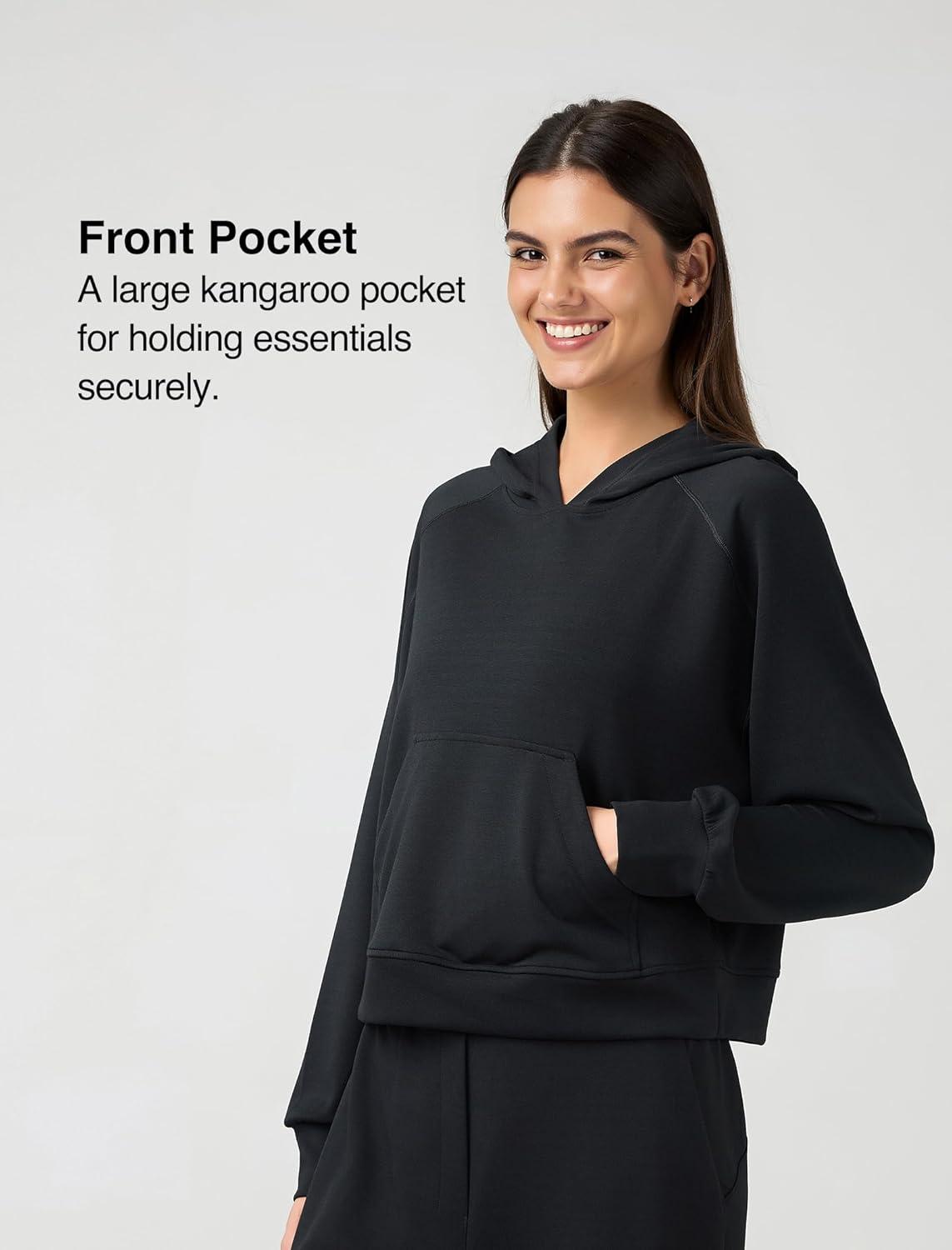 Yvette Women’s Hoodies Sweatshirts Pullover Comfy Long Sleeve Tops with Pockets Winter Fall Fashion Outfits Clothes(Black)
