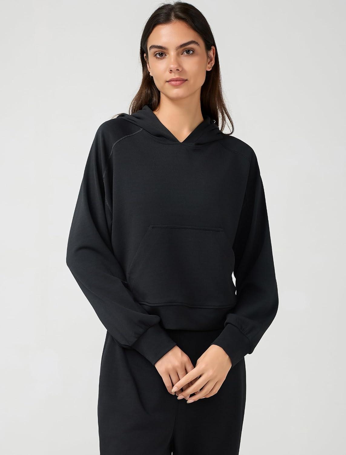 Yvette Women’s Hoodies Sweatshirts Pullover Comfy Long Sleeve Tops with Pockets Winter Fall Fashion Outfits Clothes(Black)
