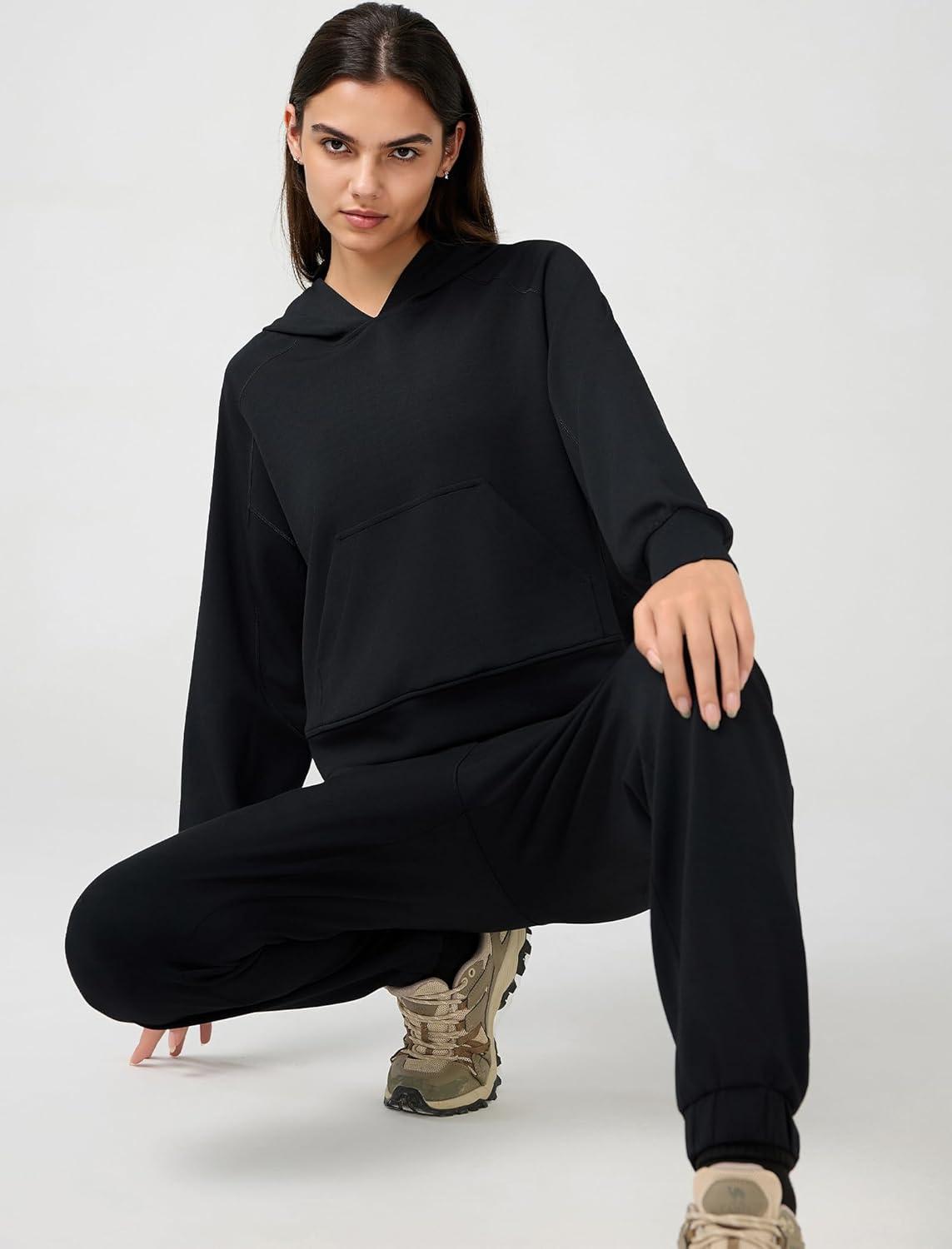 Yvette Women’s Hoodies Sweatshirts Pullover Comfy Long Sleeve Tops with Pockets Winter Fall Fashion Outfits Clothes(Black)