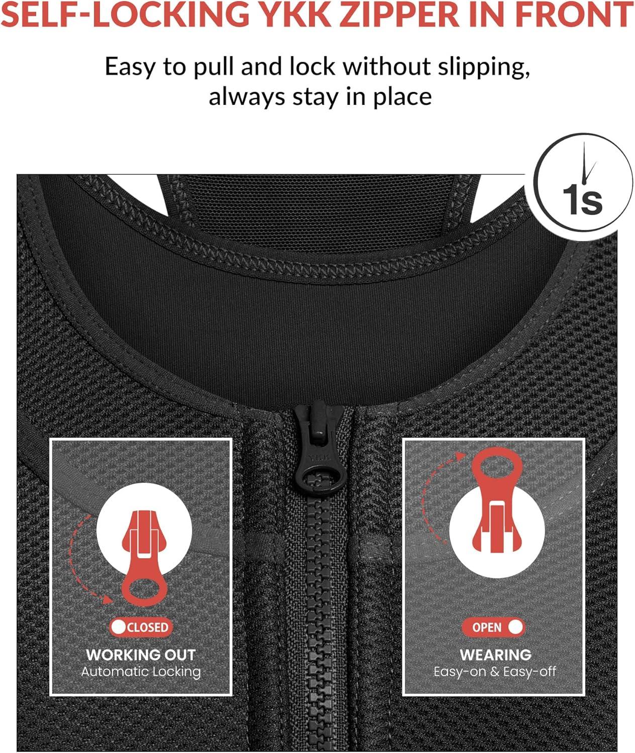 Yvette High Support Sports Bras for Women Double Deck Straps High Impact Mesh Zip Front Sports Bra for Running(Black)