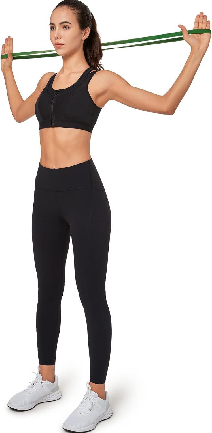 Yvette High Support Sports Bras for Women Double Deck Straps High Impact Mesh Zip Front Sports Bra for Running(Black)