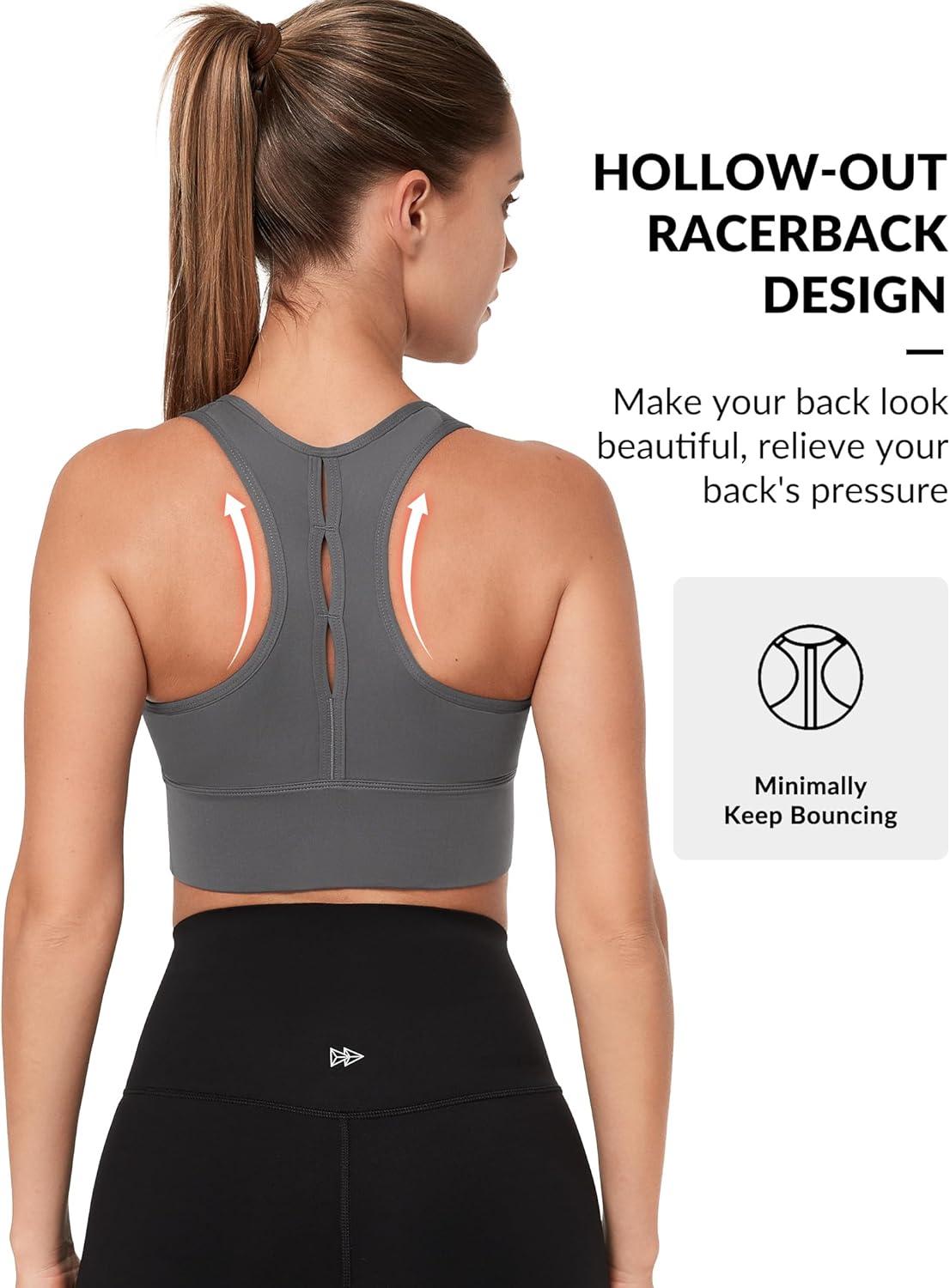 Yvette Womens Sports Bras High Impact Front Zipper Sports Bra for Large Bust Full Support Racerback Workout Running