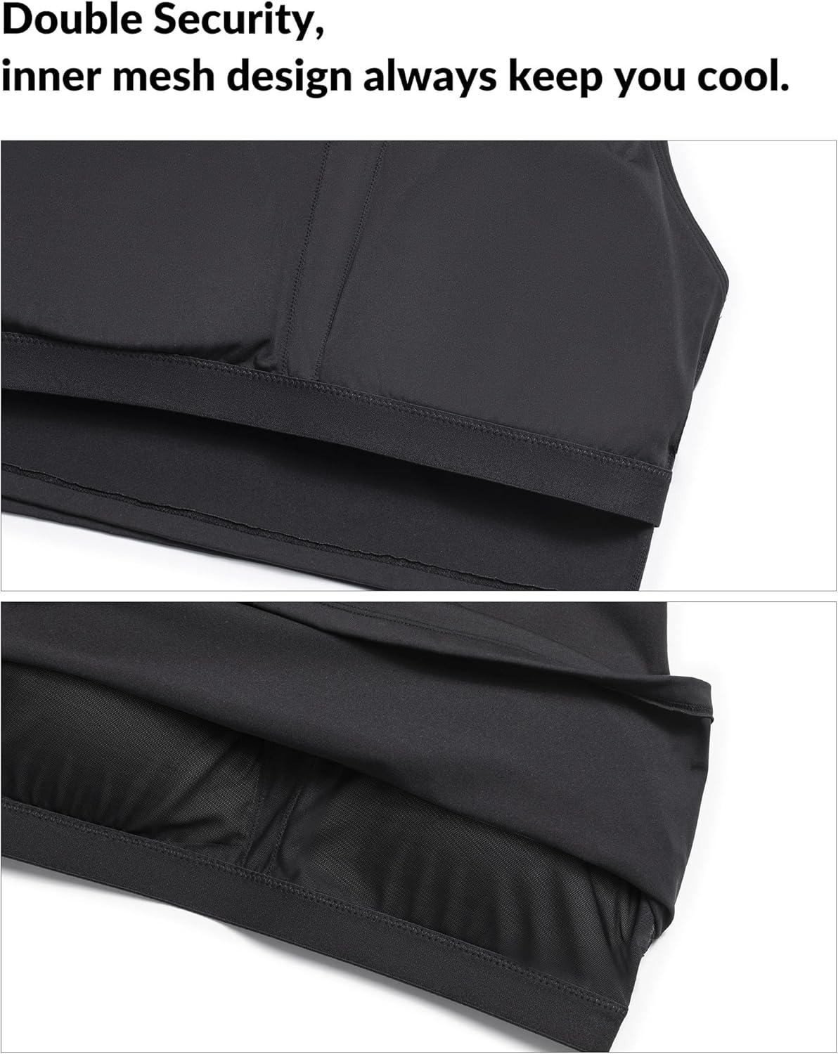 Yvette Longline Yoga Bras Gym Top for Women Sports Bra Racerback Workout with Removable Pads(Black)