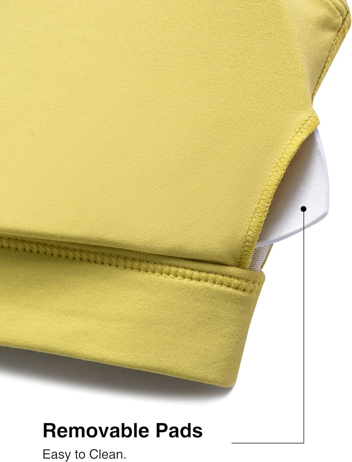 Yvette Yoga Sports Bras for Women Light Support Sexy Criss Cross Back Bra with Removable Pad(Yellow)