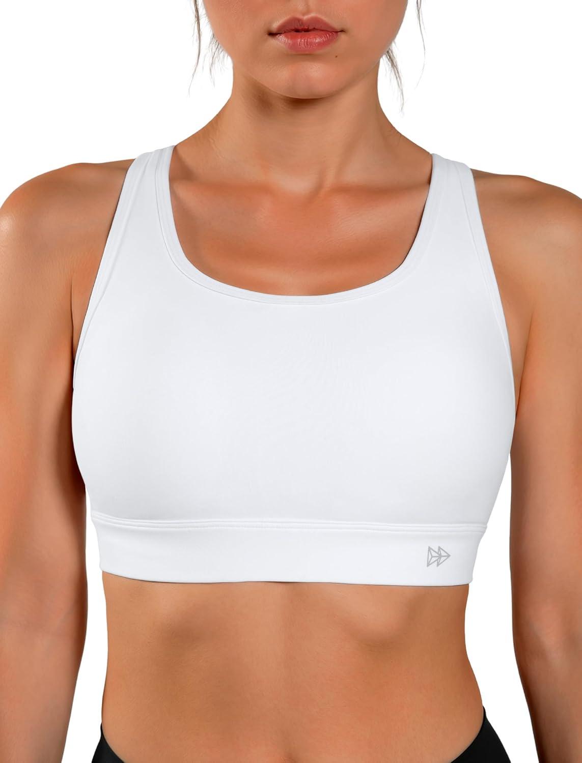 Yvette Lightweight Crisscross Back Sports Bra for Women, Breathable Yoga Tank Top with Removable Pads for Workout & Fitness(White)