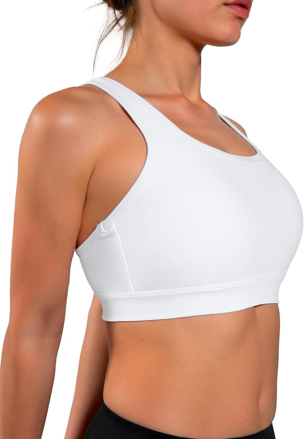 Yvette Lightweight Crisscross Back Sports Bra for Women, Breathable Yoga Tank Top with Removable Pads for Workout & Fitness(White)