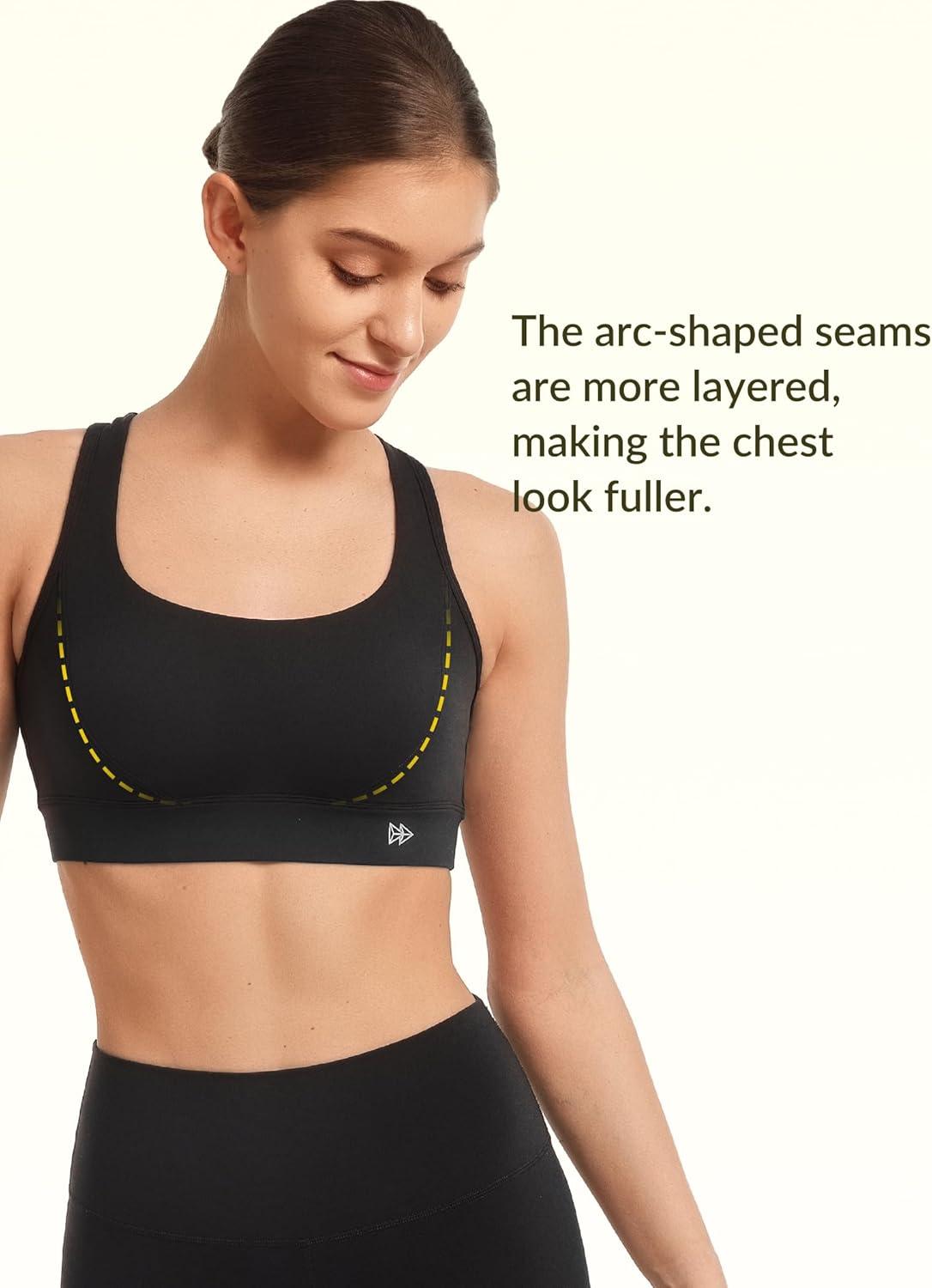 Yvette Criss Cross Cute Strappy Sports Bras for Women U Neck Racerback Padded Wireless Yoga Bra Cropped Tank Top(Black)