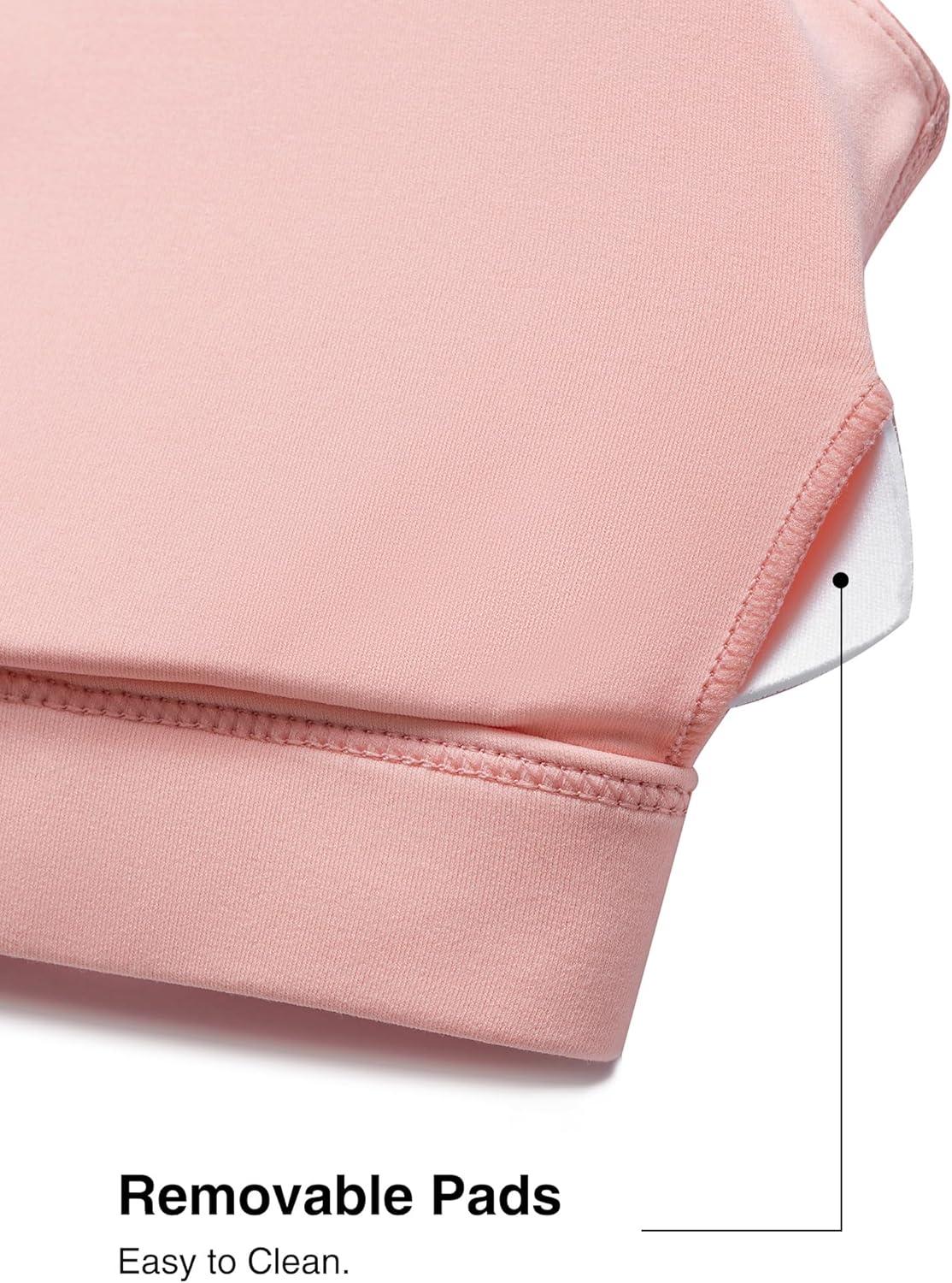 Yvette Yoga Sports Bras for Women Light Support Sexy Criss Cross Back Bra with Removable Pad(Pink)