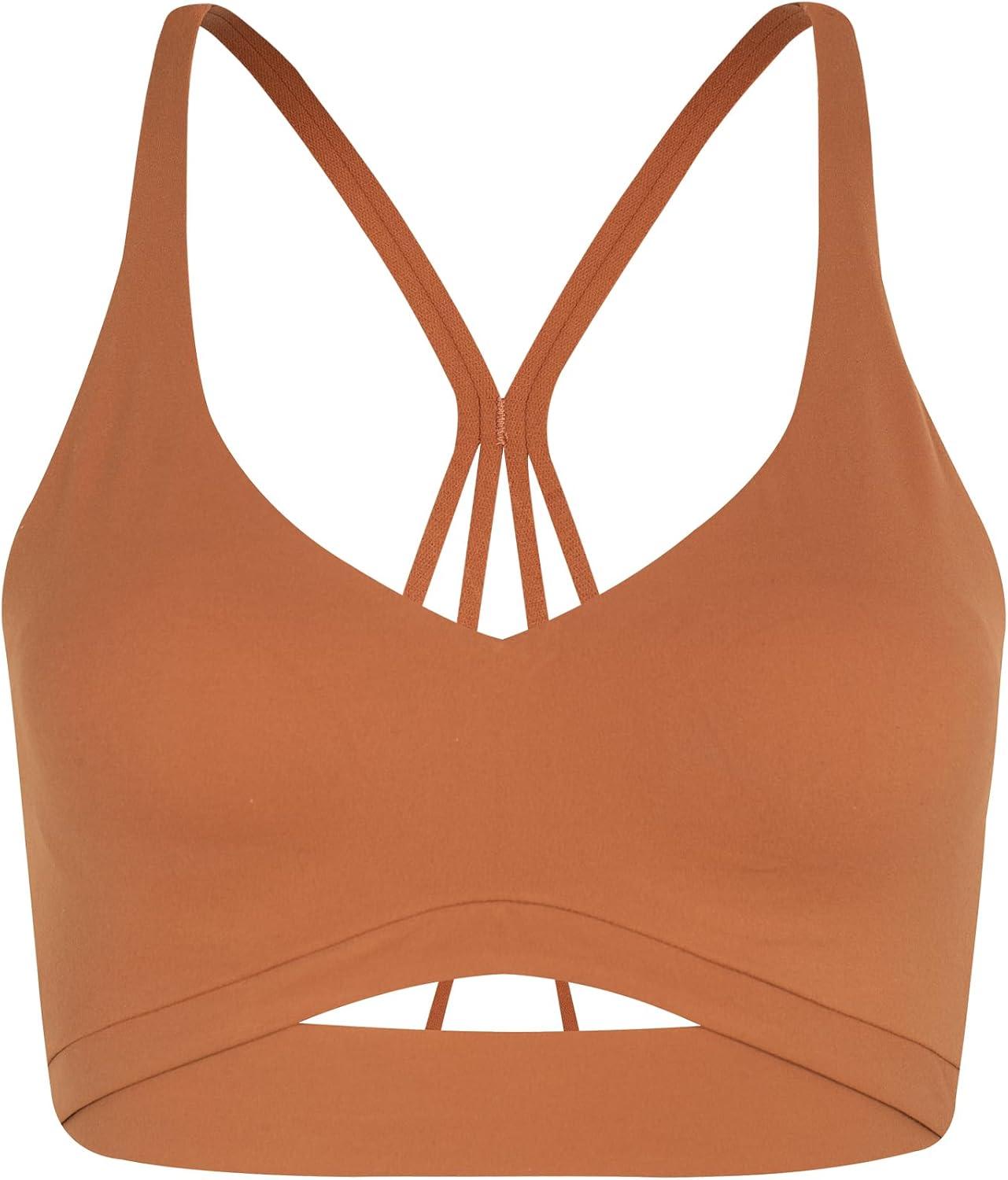 Yvette Yoga Bras Cloud Lightweight Sports Bra Molded Cup X-Shaped Back Fashionable Workout Bra Yoga Crop Tank Top,Dark Orange,2XL