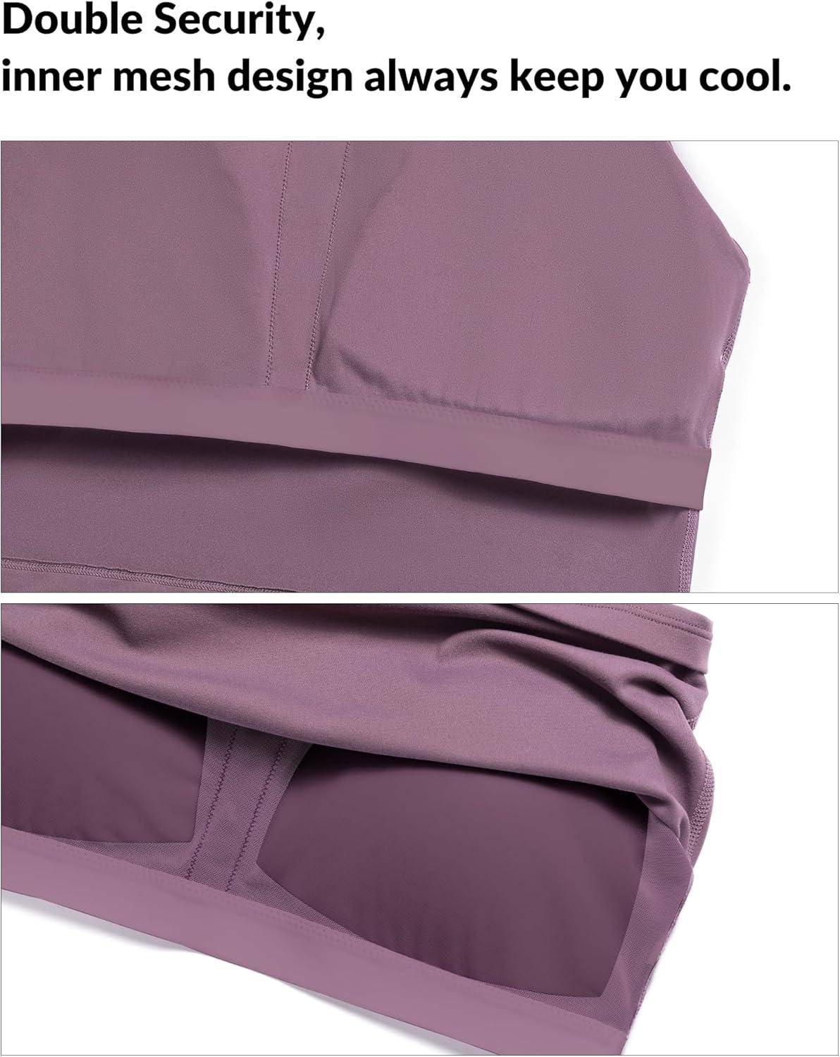 Yvette Longline Yoga Bras Gym Top for Women Sports Bra Racerback Workout with Removable Pads(Purple)