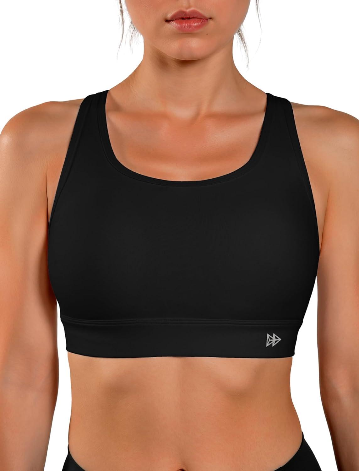 Yvette Lightweight Crisscross Back Sports Bra for Women, Breathable Yoga Tank Top with Removable Pads for Workout & Fitness(Black)
