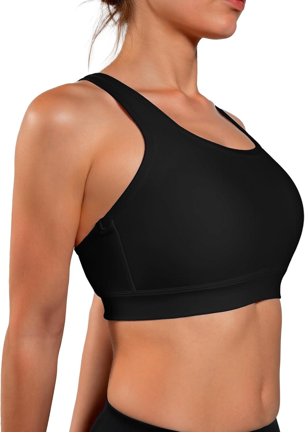 Yvette Lightweight Crisscross Back Sports Bra for Women, Breathable Yoga Tank Top with Removable Pads for Workout & Fitness(Black)