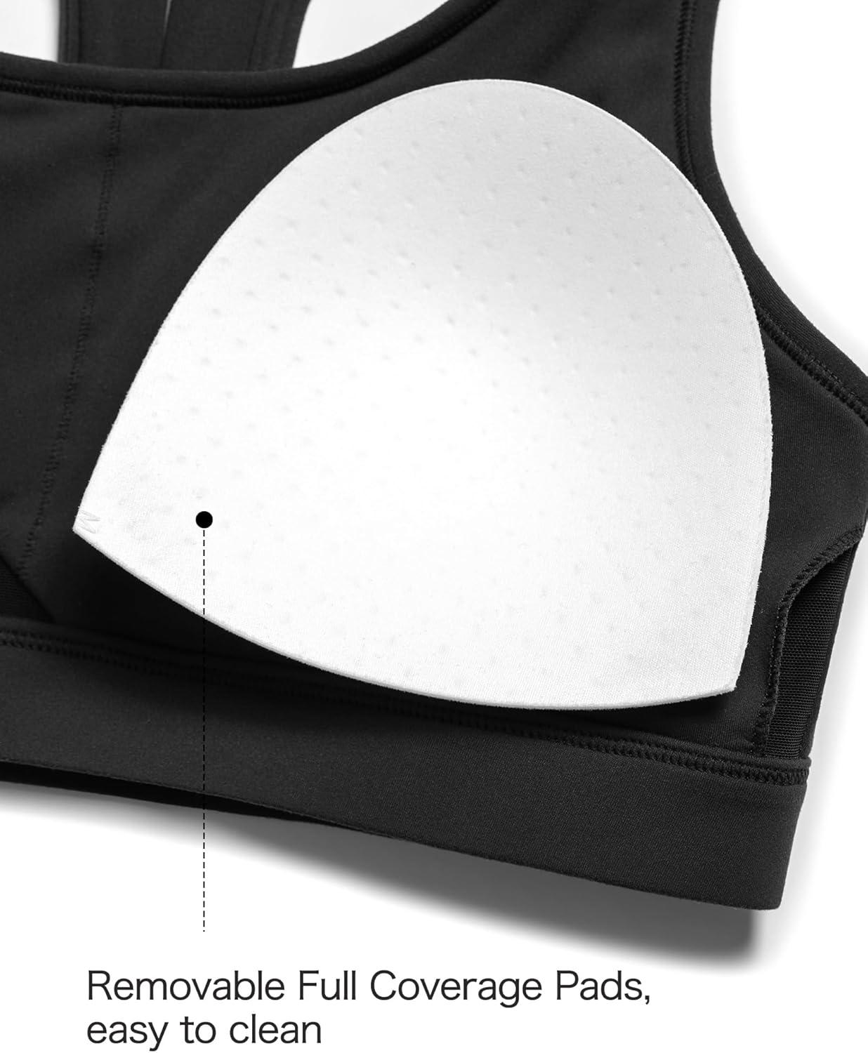 Yvette Yoga Sports Bras for Women Hollow Racerback Light Support Low Impact Paded Bra with Removable Pads(Black)