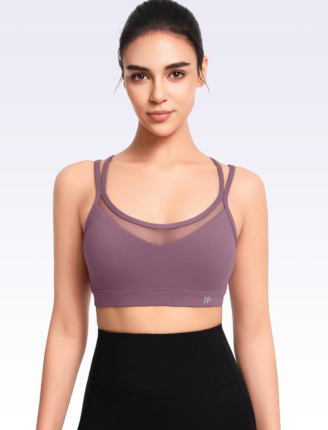 Yvette Sports Bra Lightweight Cloud Series for Women Mesh Splicing Style(Purple)