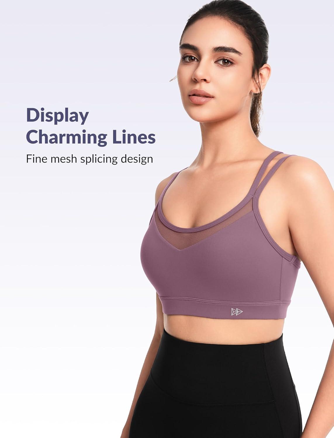 Yvette Sports Bra Lightweight Cloud Series for Women Mesh Splicing Style(Purple)