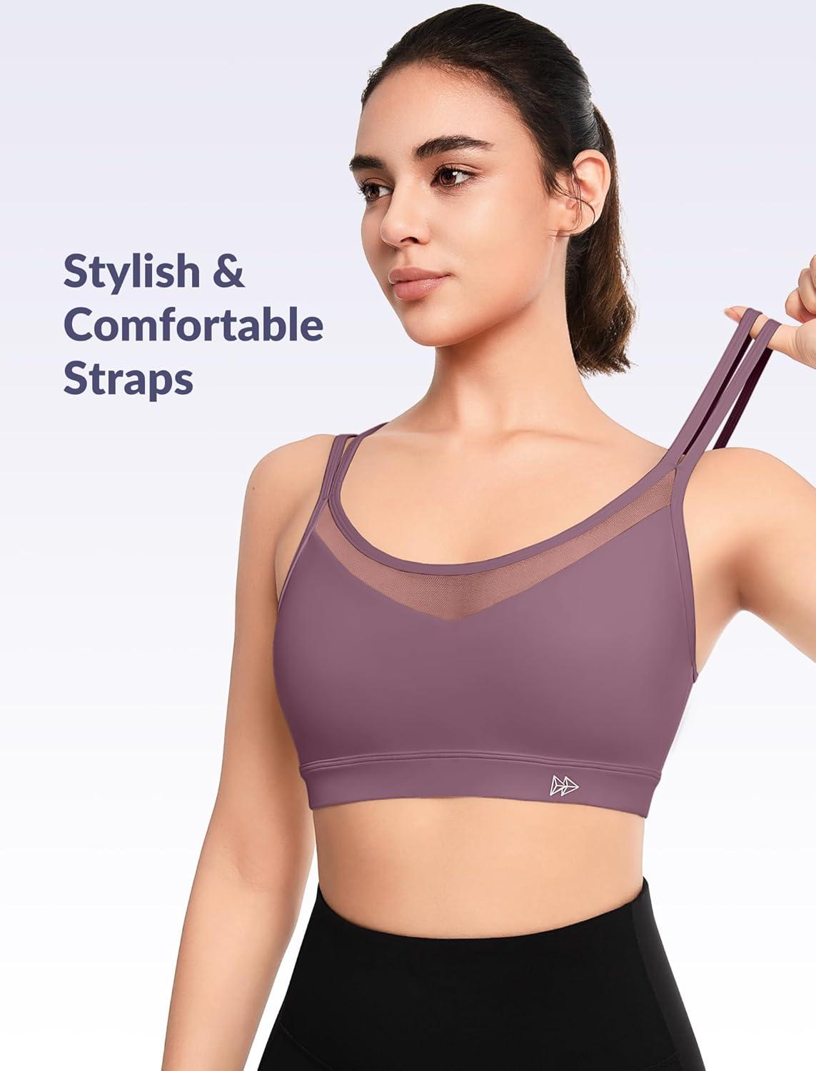 Yvette Sports Bra Lightweight Cloud Series for Women Mesh Splicing Style(Purple)