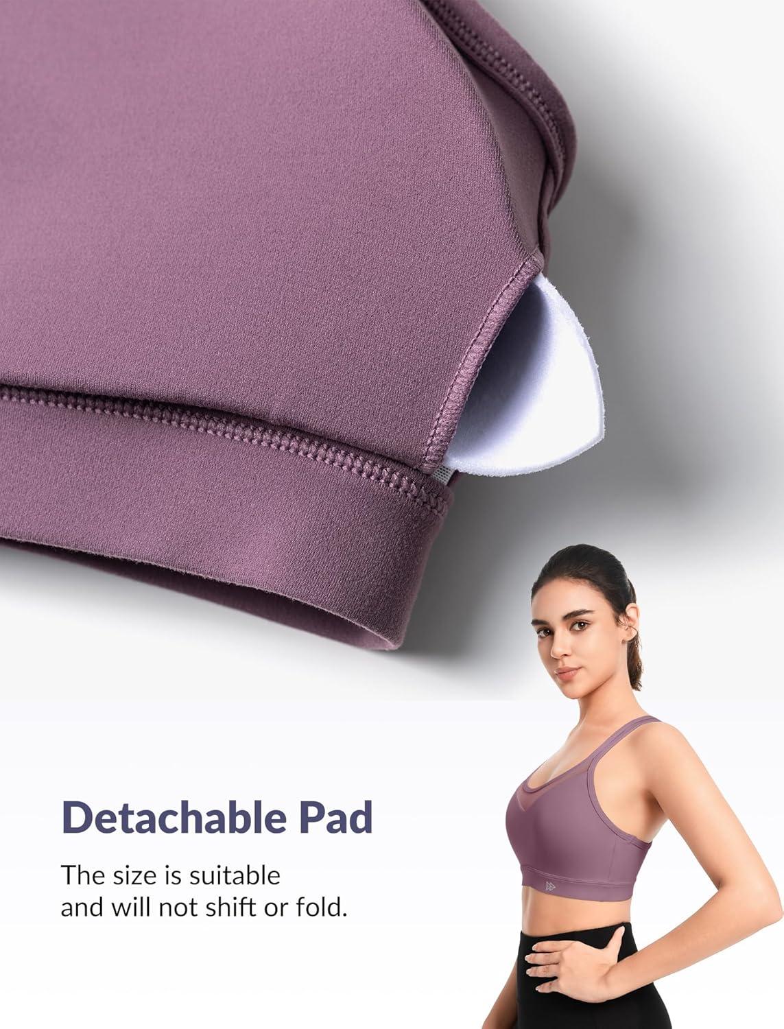Yvette Sports Bra Lightweight Cloud Series for Women Mesh Splicing Style(Purple)