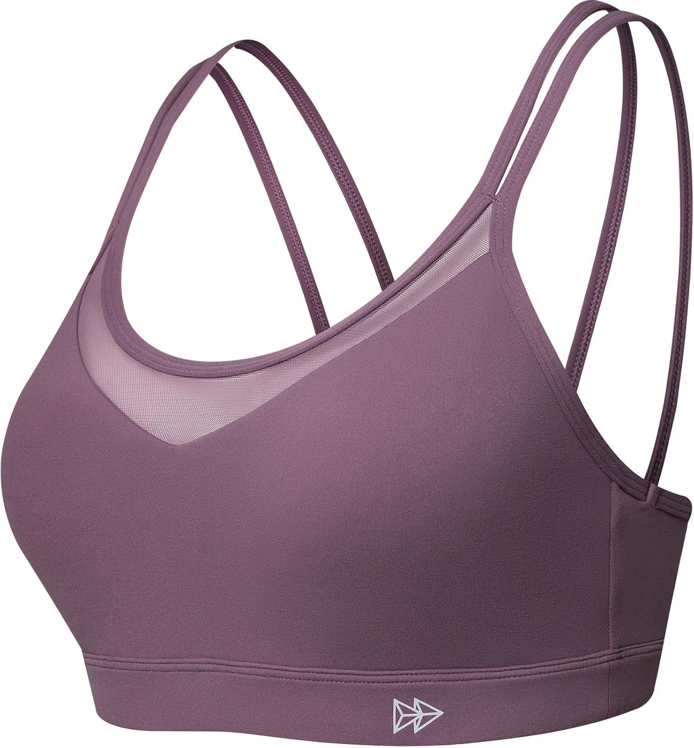 Yvette Sports Bra Lightweight Cloud Series for Women Mesh Splicing Style(Purple)