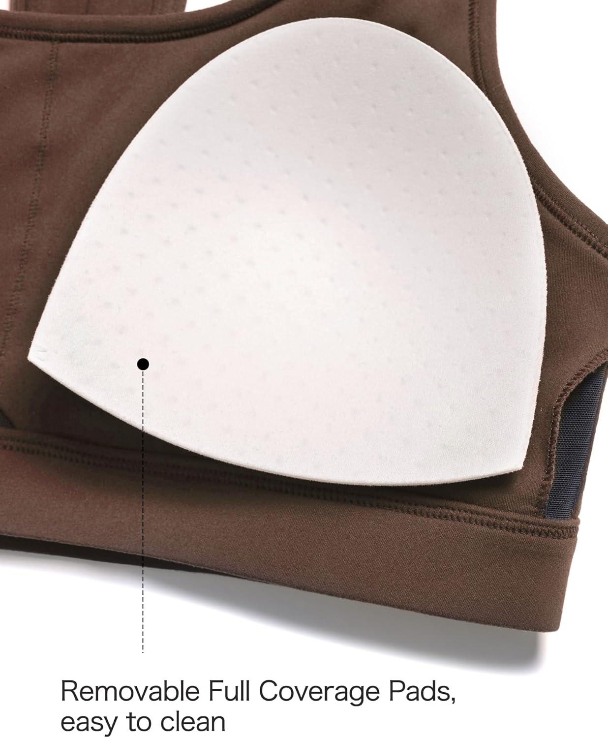 Yvette Yoga Sports Bras for Women Hollow Racerback Light Support Low Impact Paded Bra with Removable Pads(Brown)
