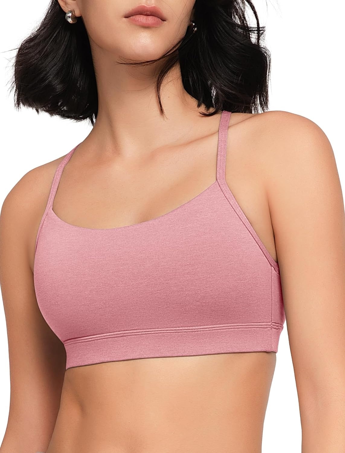 Yvette Y Back Yoga Bras for Women Low Impact Spaghetti Thin Strap Workout Top with Removable Pads