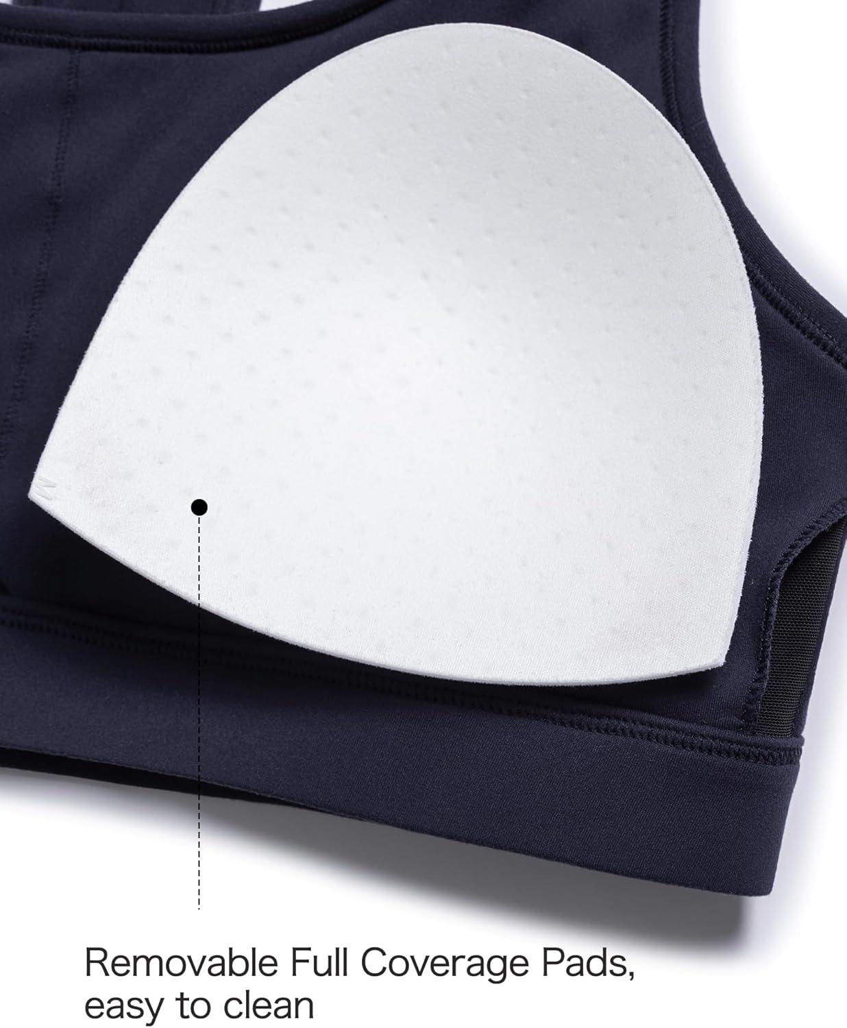 Yvette Yoga Sports Bras for Women Hollow Racerback Light Support Low Impact Paded Bra with Removable Pads(Navy)