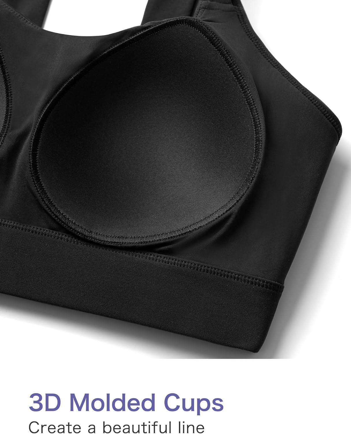 Yvette Yoga Sports Bras Carving Series Spaghetti Strap Padded Breathable Workout Crop Tank Tops Sports Bra for Women(Black)