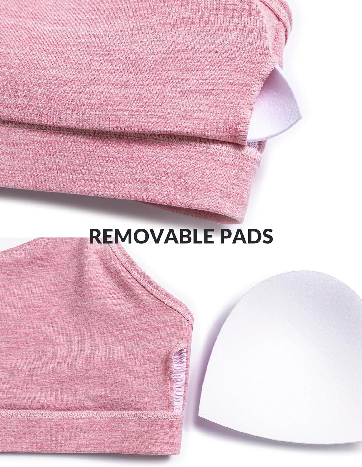 Yvette Y Back Yoga Bras for Women Low Impact Spaghetti Thin Strap Workout Top with Removable Pads(Pink)
