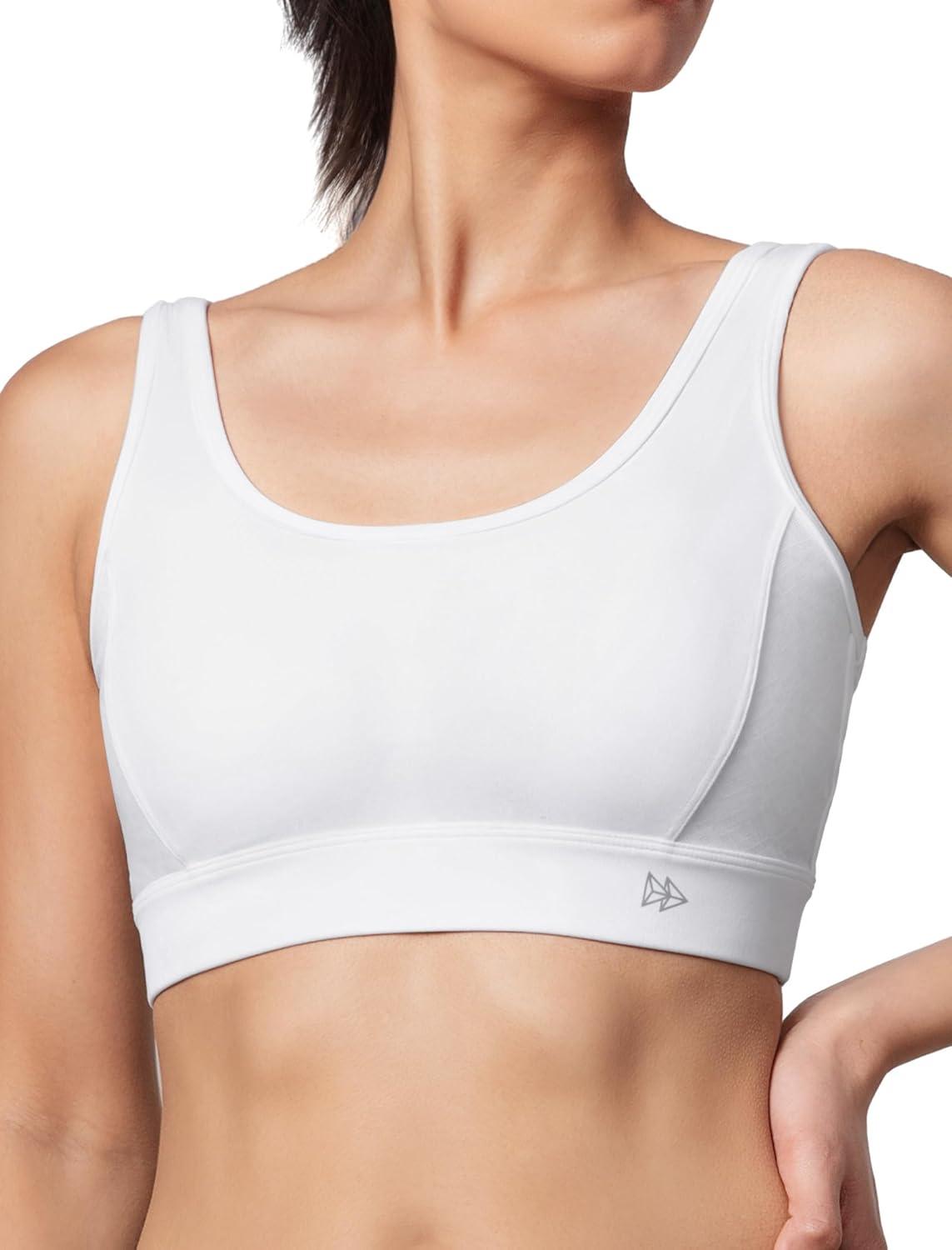 Yvette Sports Bras for Women Lightweight Series Yoga Bras Soft U Back Workout Tops with Detachable Pads(White)