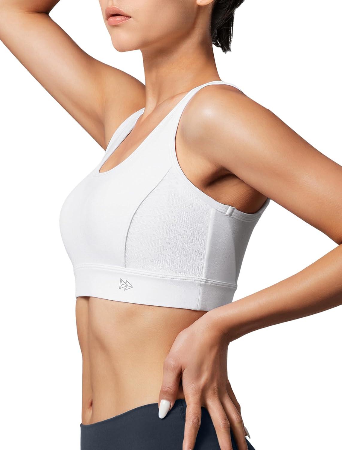 Yvette Sports Bras for Women Lightweight Series Yoga Bras Soft U Back Workout Tops with Detachable Pads(White)