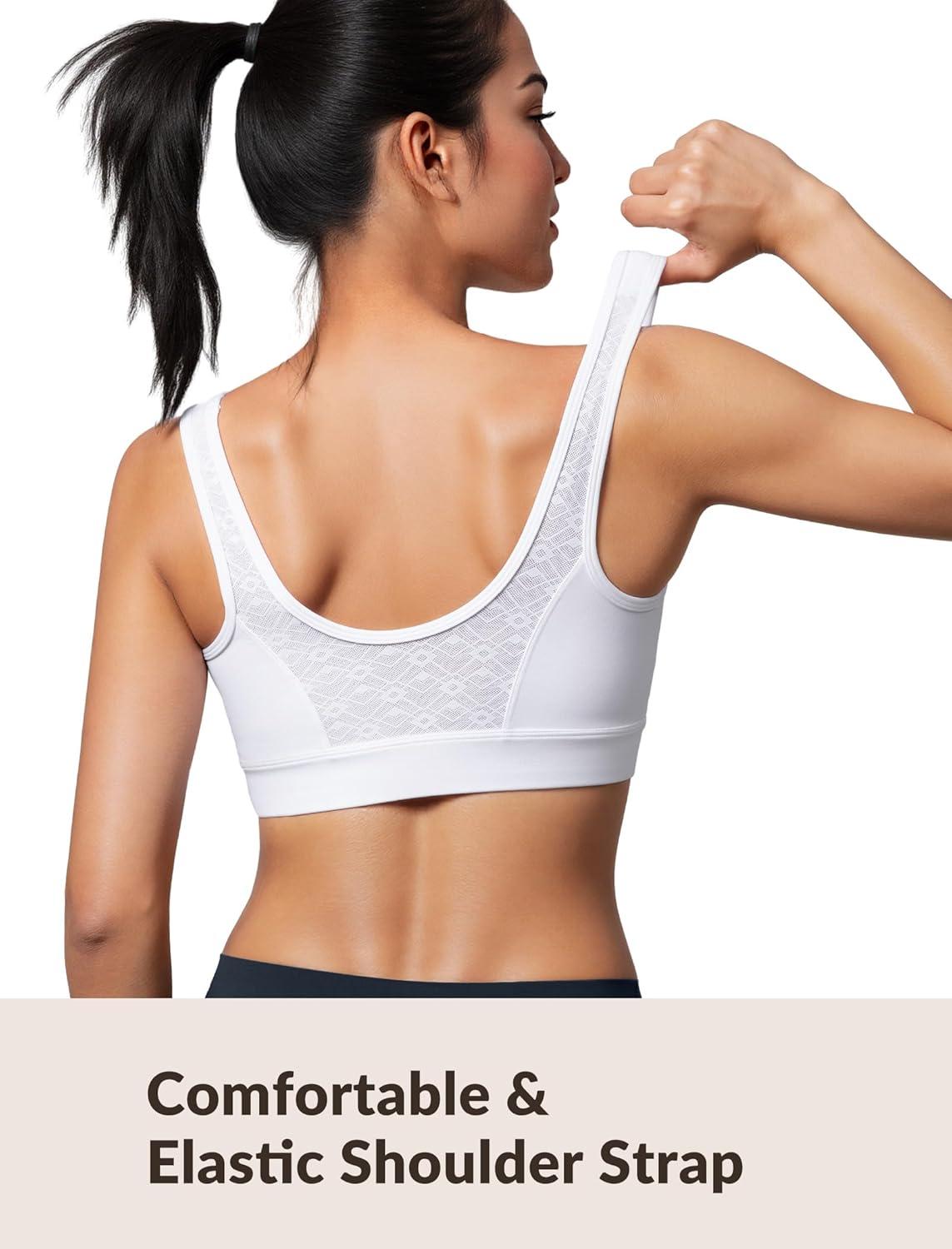 Yvette Sports Bras for Women Lightweight Series Yoga Bras Soft U Back Workout Tops with Detachable Pads(White)
