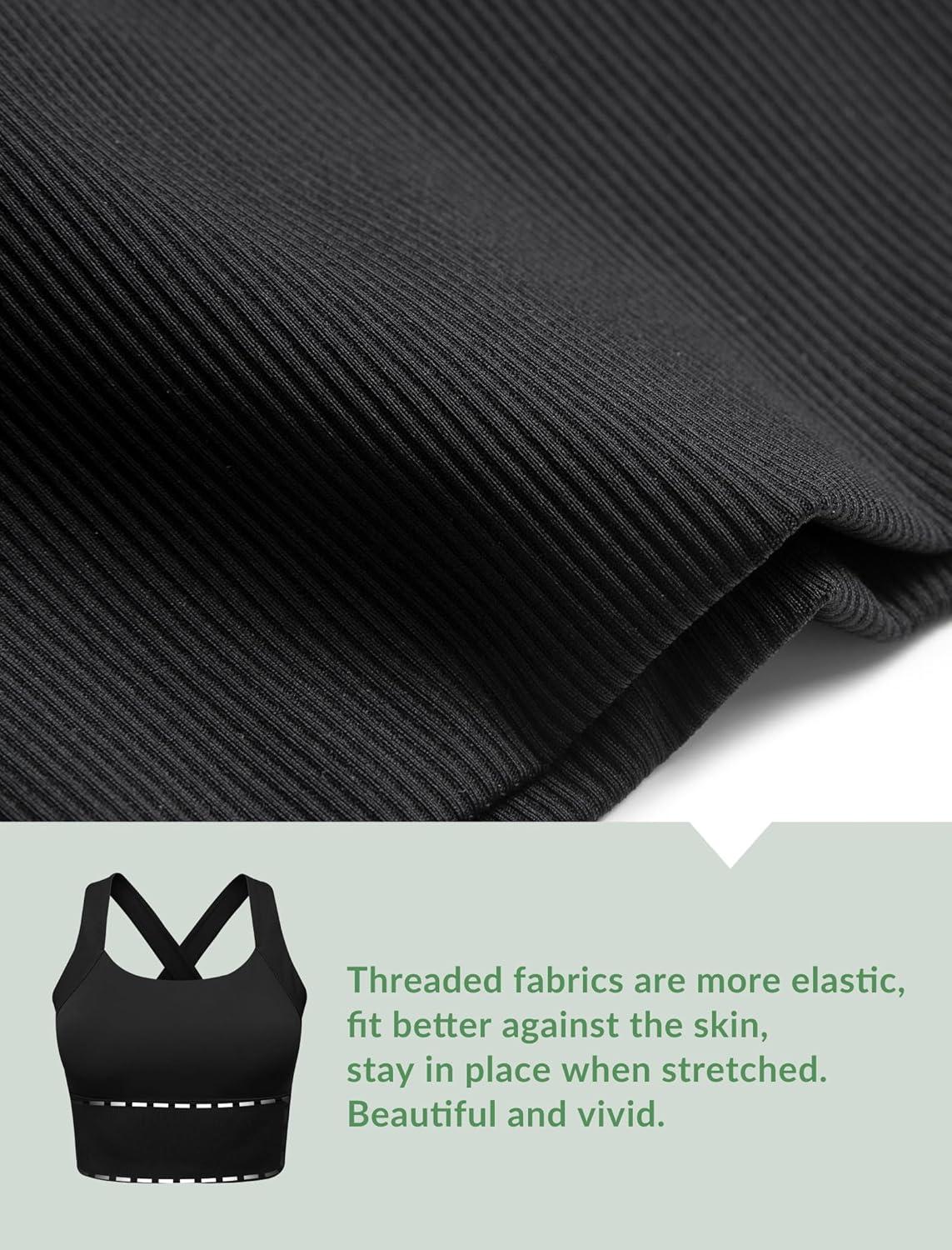 Yvette Longline Cross Strap Yoga Sports Bras for Women Wide High Sides Light Support Cropped Tank Top(Black)