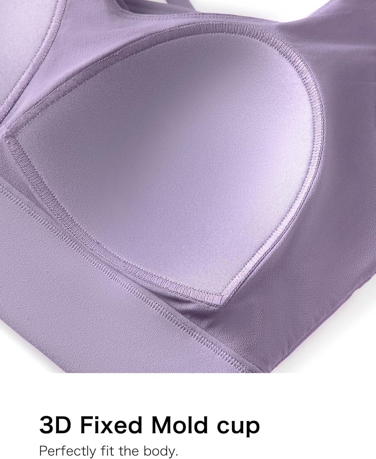 Yvette Yoga Bras Light Support Cross Back Sports Bras U Neck with Wide Straps Fixed Pads for Workout Gym Pilates Daily(Lavender)