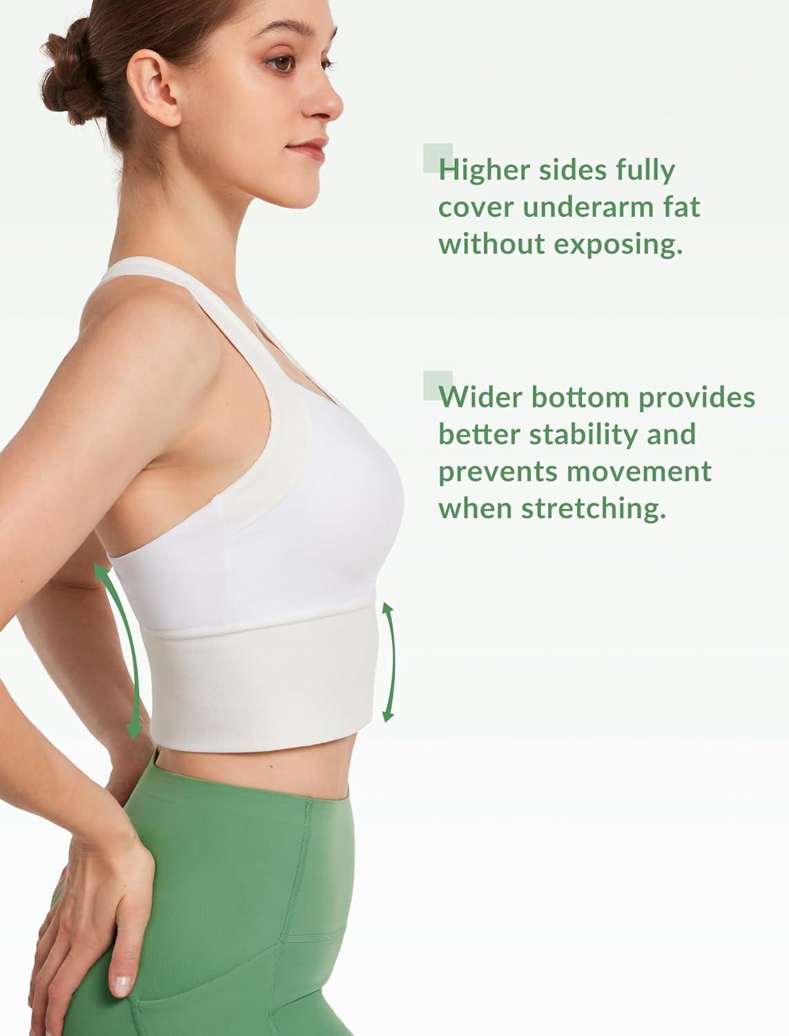 Yvette Longline Cross Strap Yoga Sports Bras for Women Wide High Sides Light Support Cropped Tank Top(White)